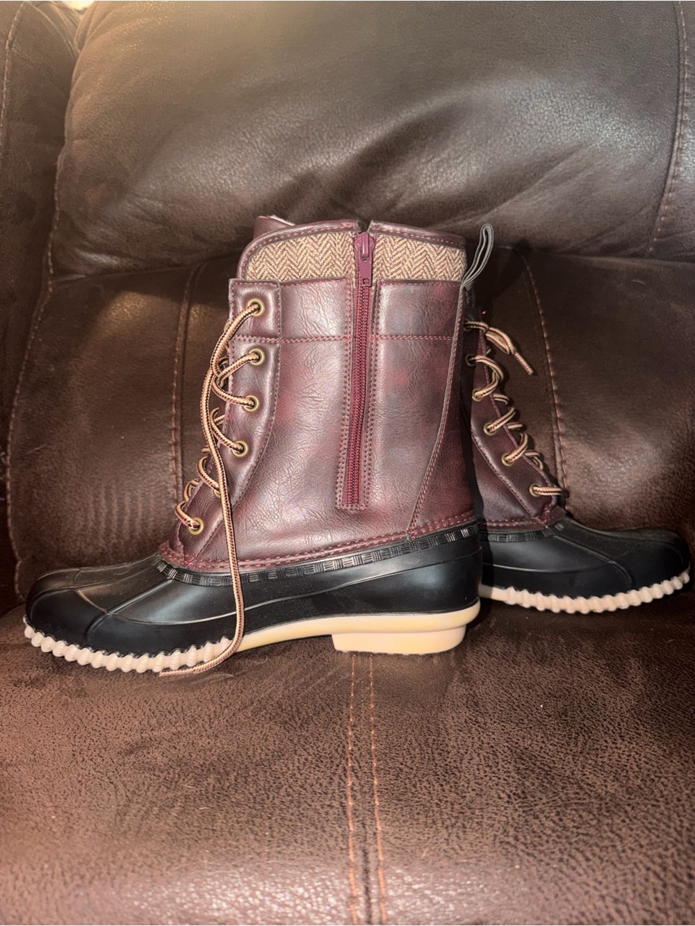 Women’s Burgundy and Black Waterproof Winter Boots